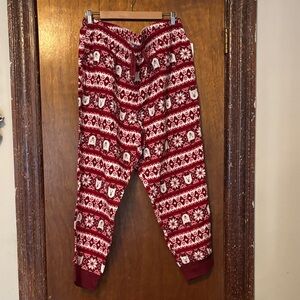 Old Navy Red and White Fair Isle Polar Bear Lounge Pants
